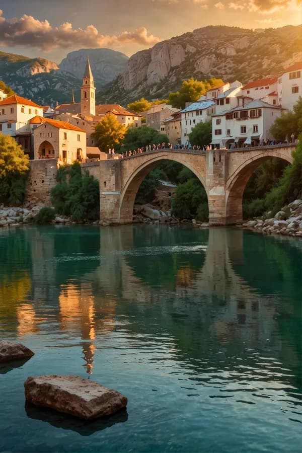 Jembatan tua di Mostar, Bosnia dan Herzegovina